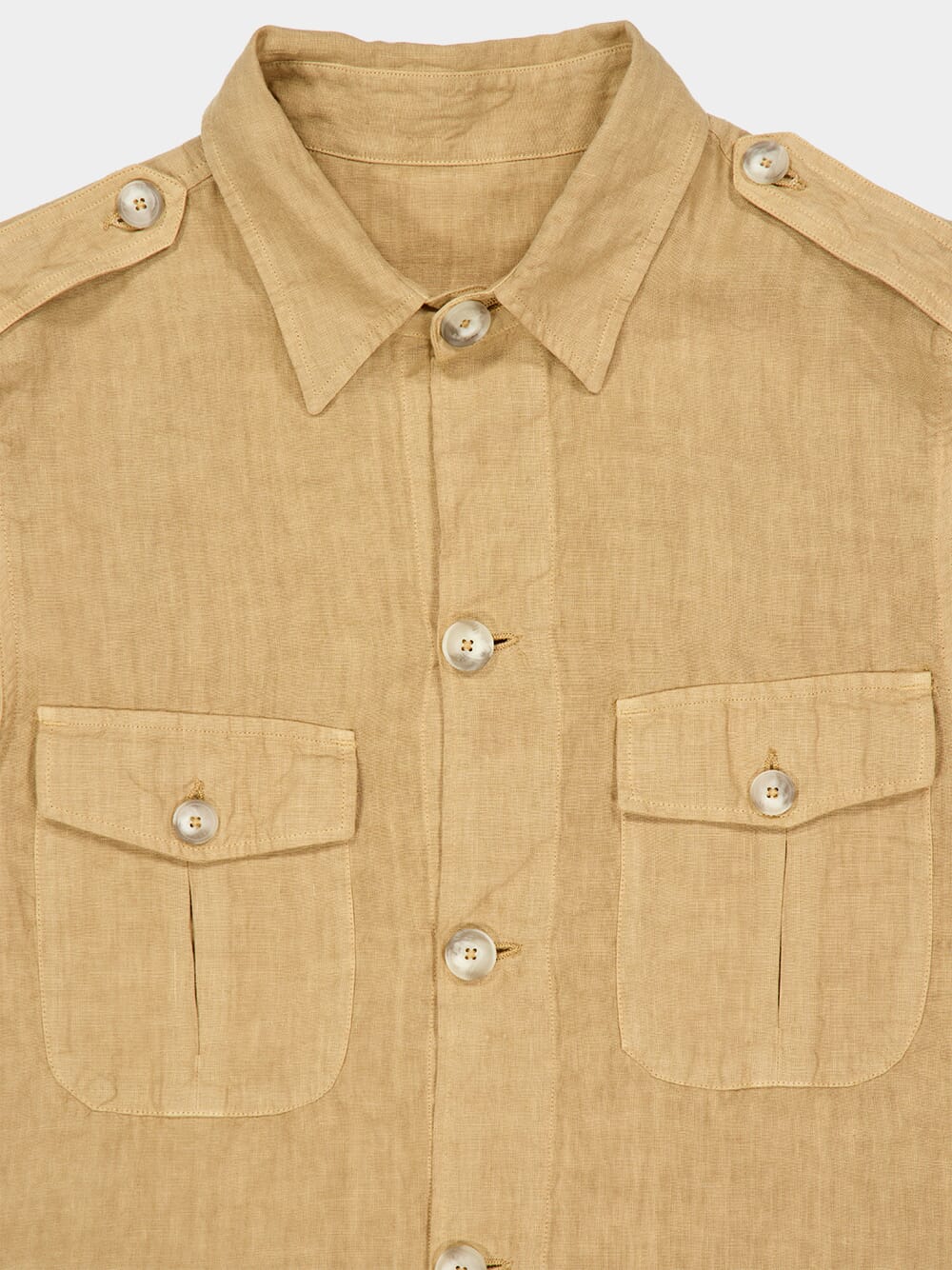 Almond Linen Jacket with Pockets - Image 3