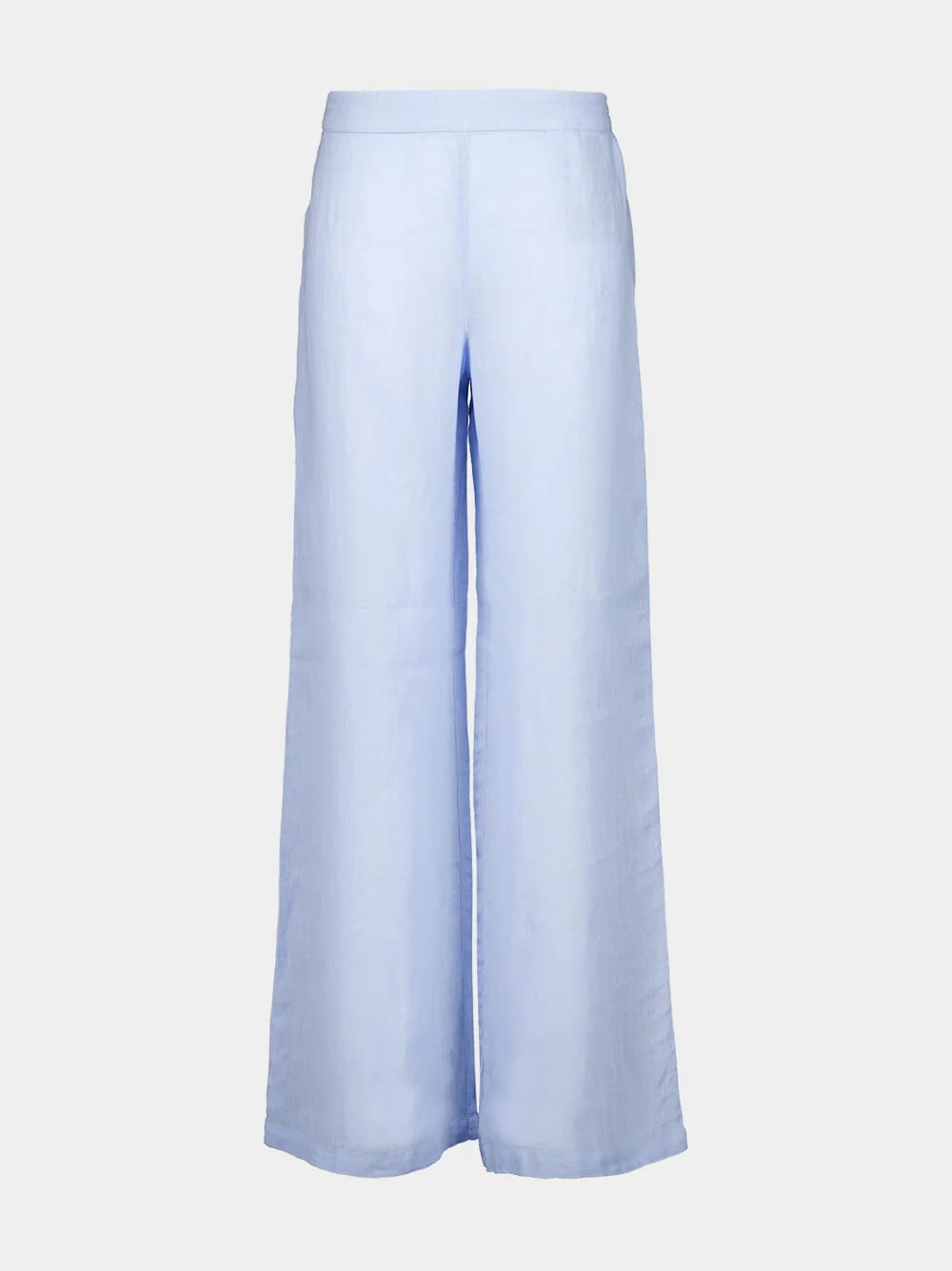 Aquatic Blue Wide-Leg Linen Pants