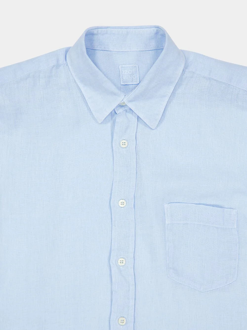Baby Blue Linen Regular-Fit Shirt - Image 3