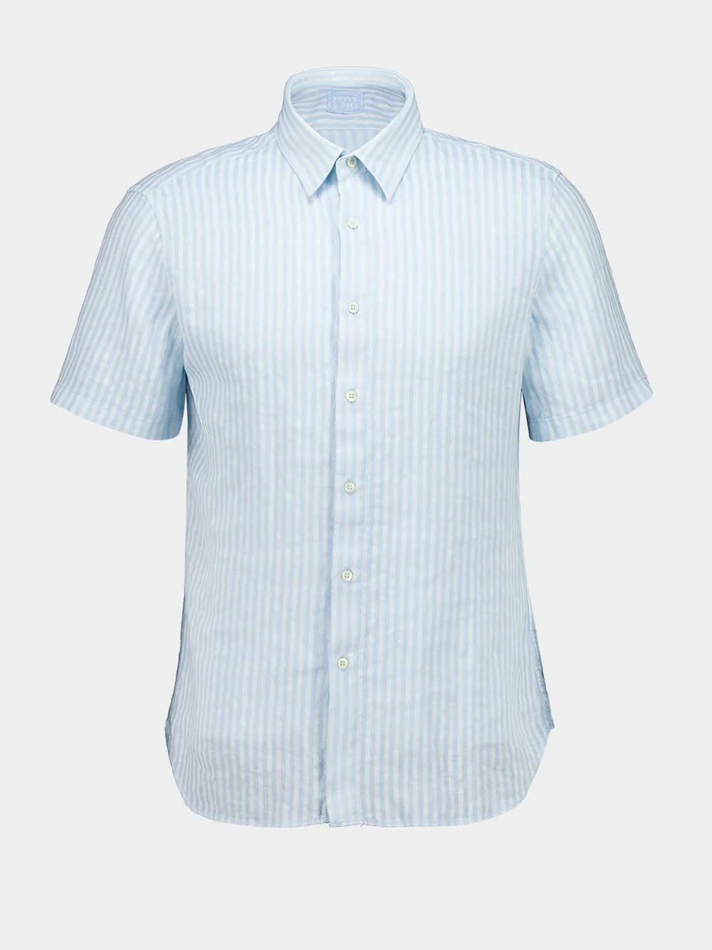 Baby Blue Short-Sleeve Regular Fit Linen Shirt