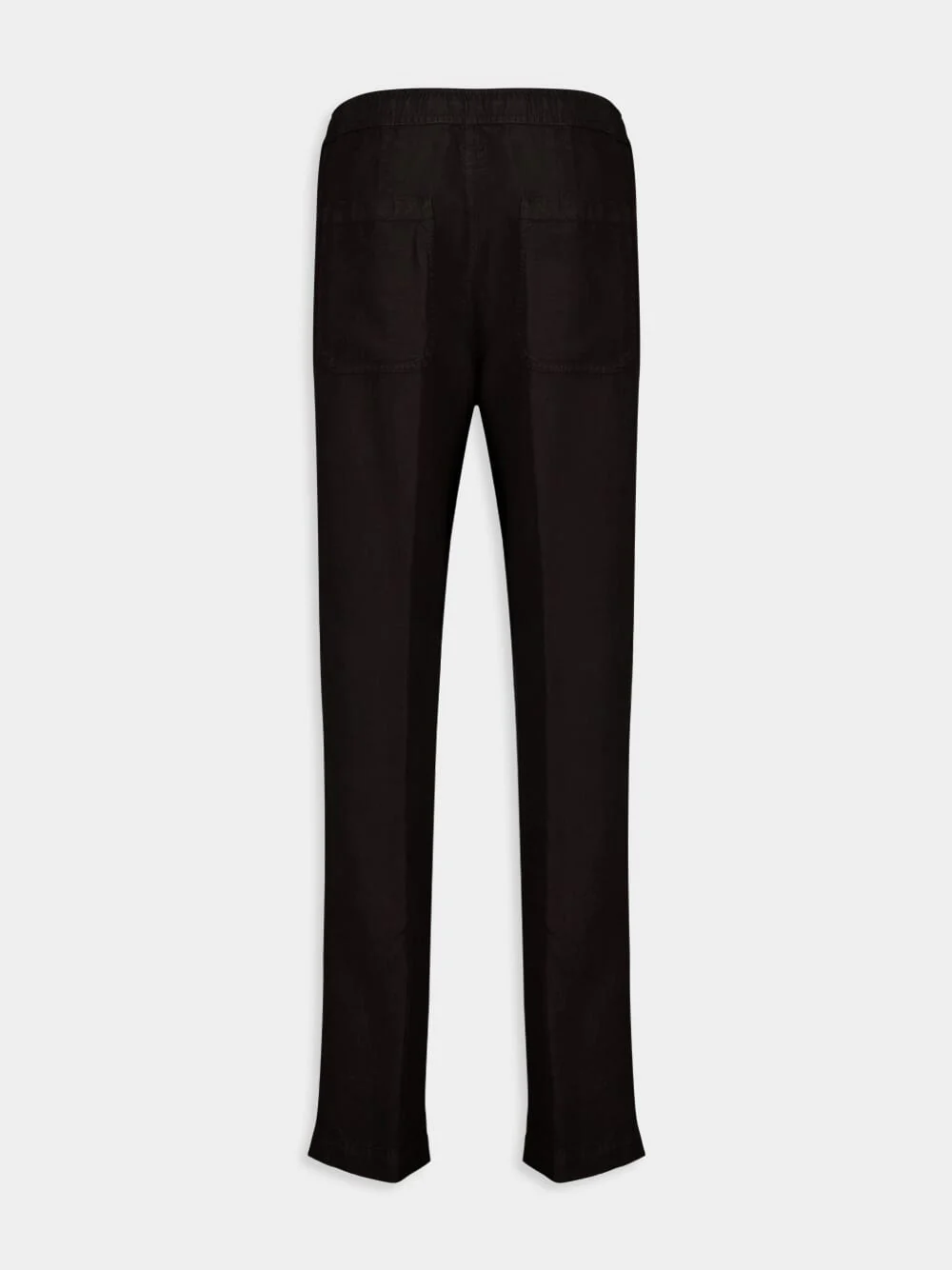 Black Casual Fit Linen Pants - Image 2