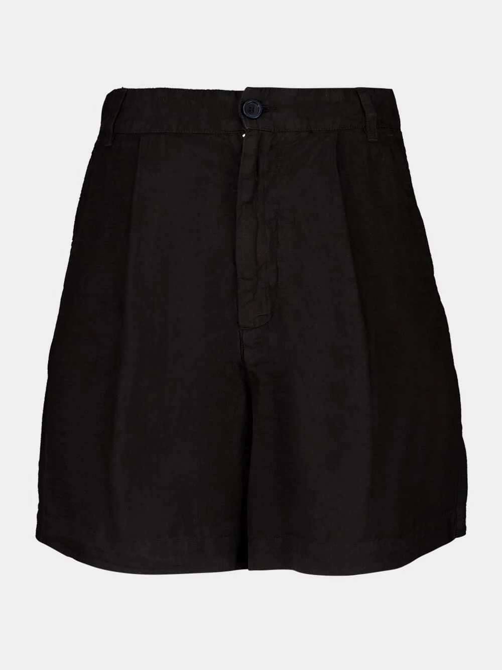Black Casual Fit Linen Shorts
