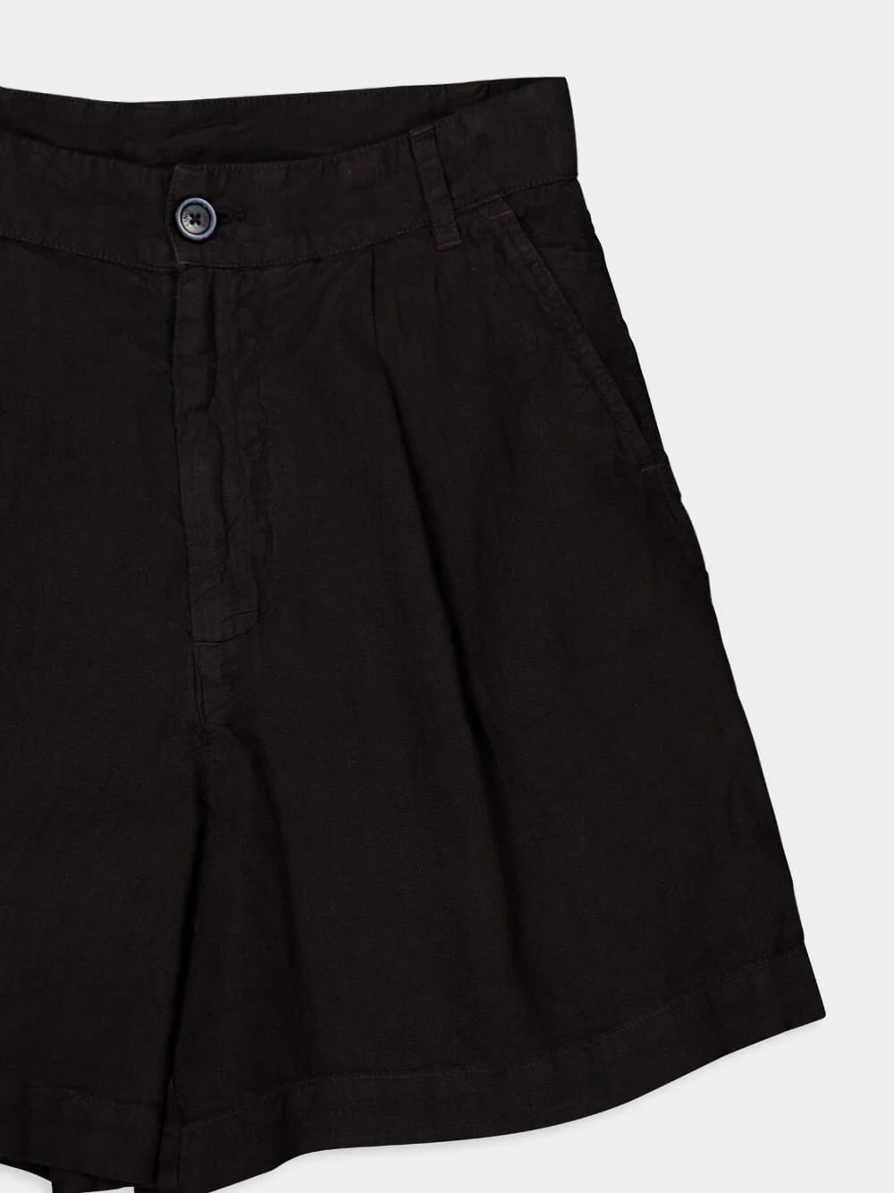 Black Casual Fit Linen Shorts - Image 3