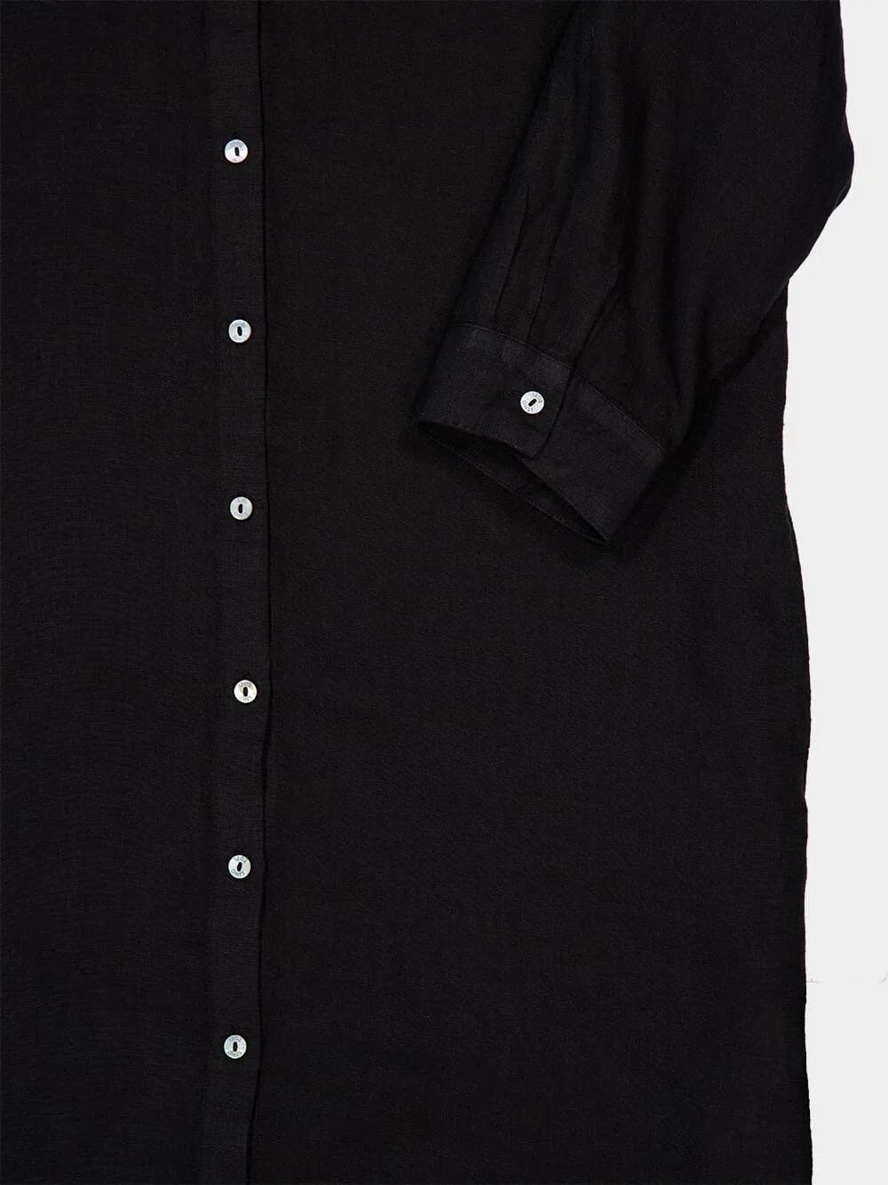 Black Linen Maxi Shirt Dress - Image 4