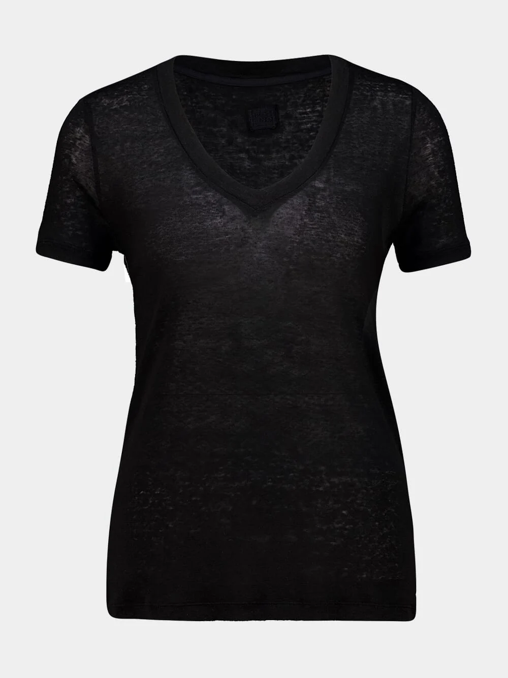 Black Linen V-Neck T-Shirt