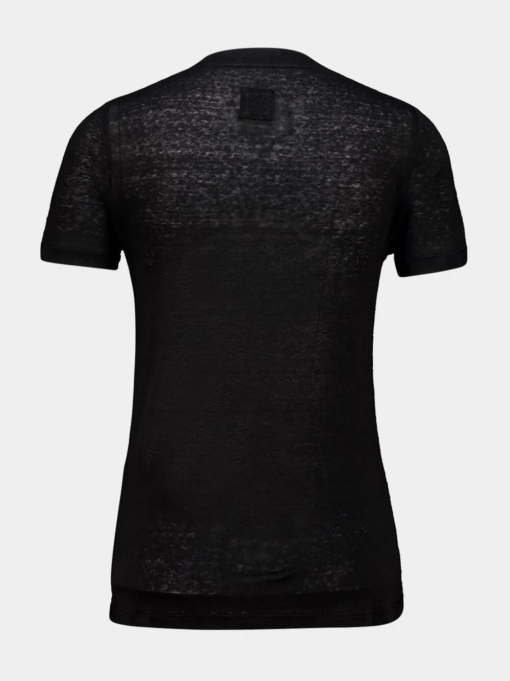 Black Linen V-Neck T-Shirt - Image 2