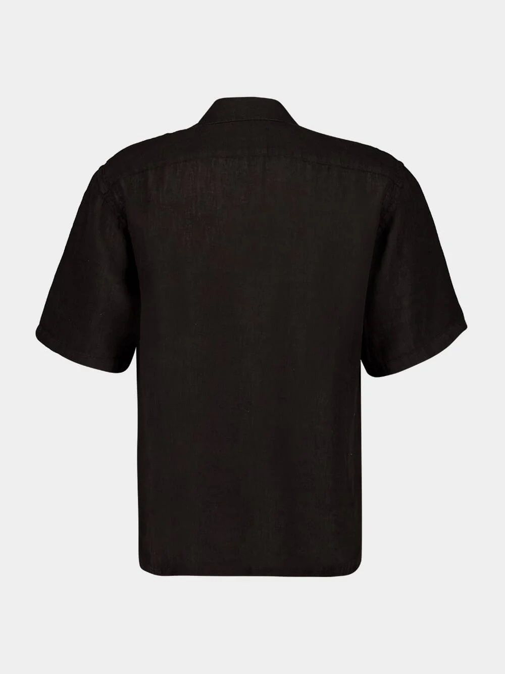 Black Short-Sleeve Relaxed Fit Linen Shirt - Image 2