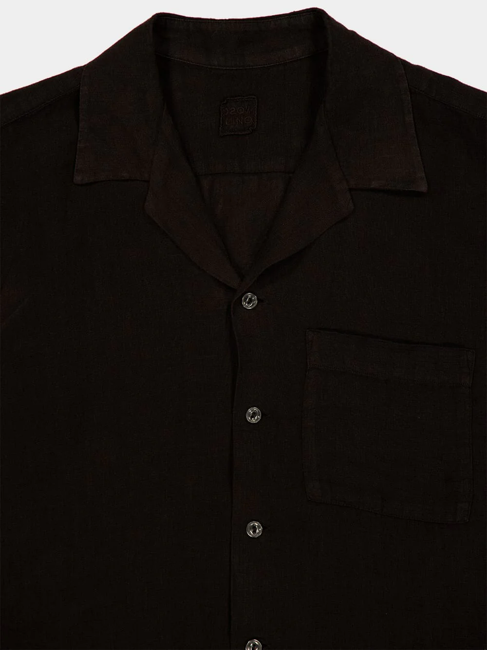 Black Short-Sleeve Relaxed Fit Linen Shirt - Image 3