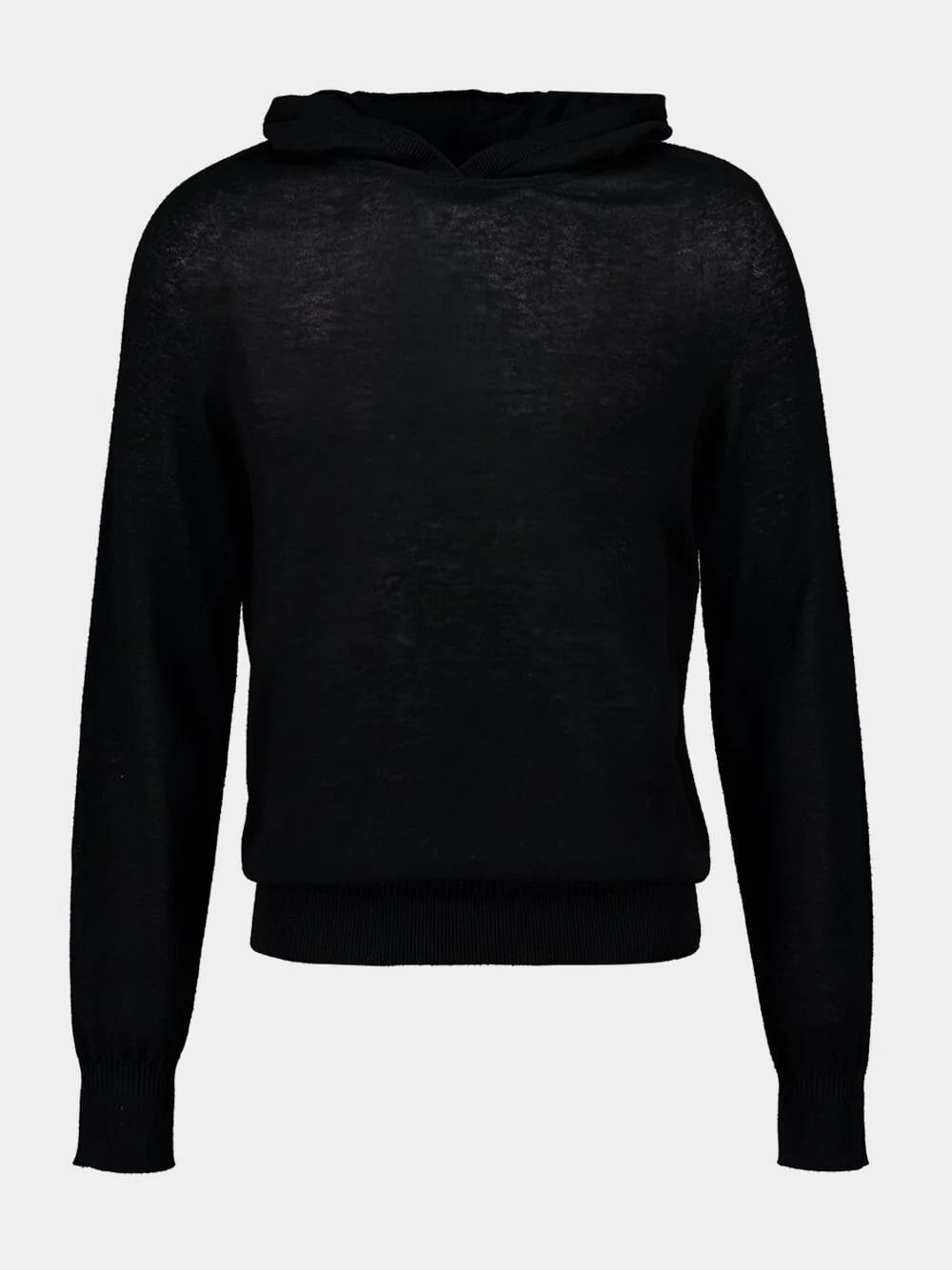Black Wool Hooded Knit Sweater