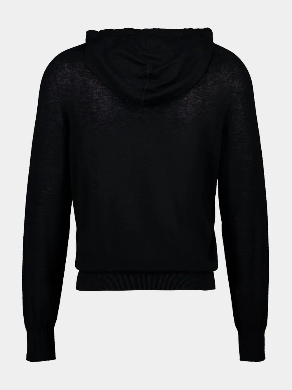 Black Wool Hooded Knit Sweater - Image 2