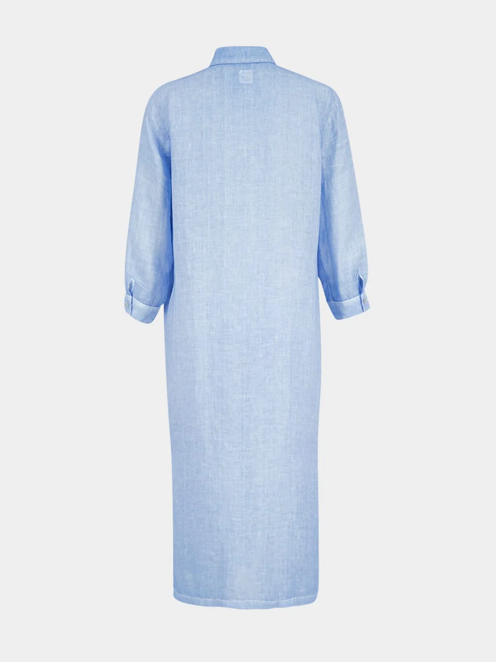 Blue Linen Maxi Shirt Dress - Image 2