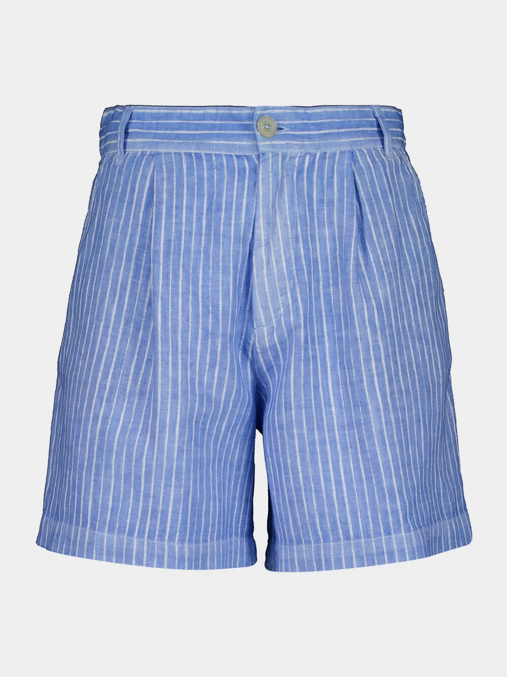 Blue Striped Linen Bermuda Shorts
