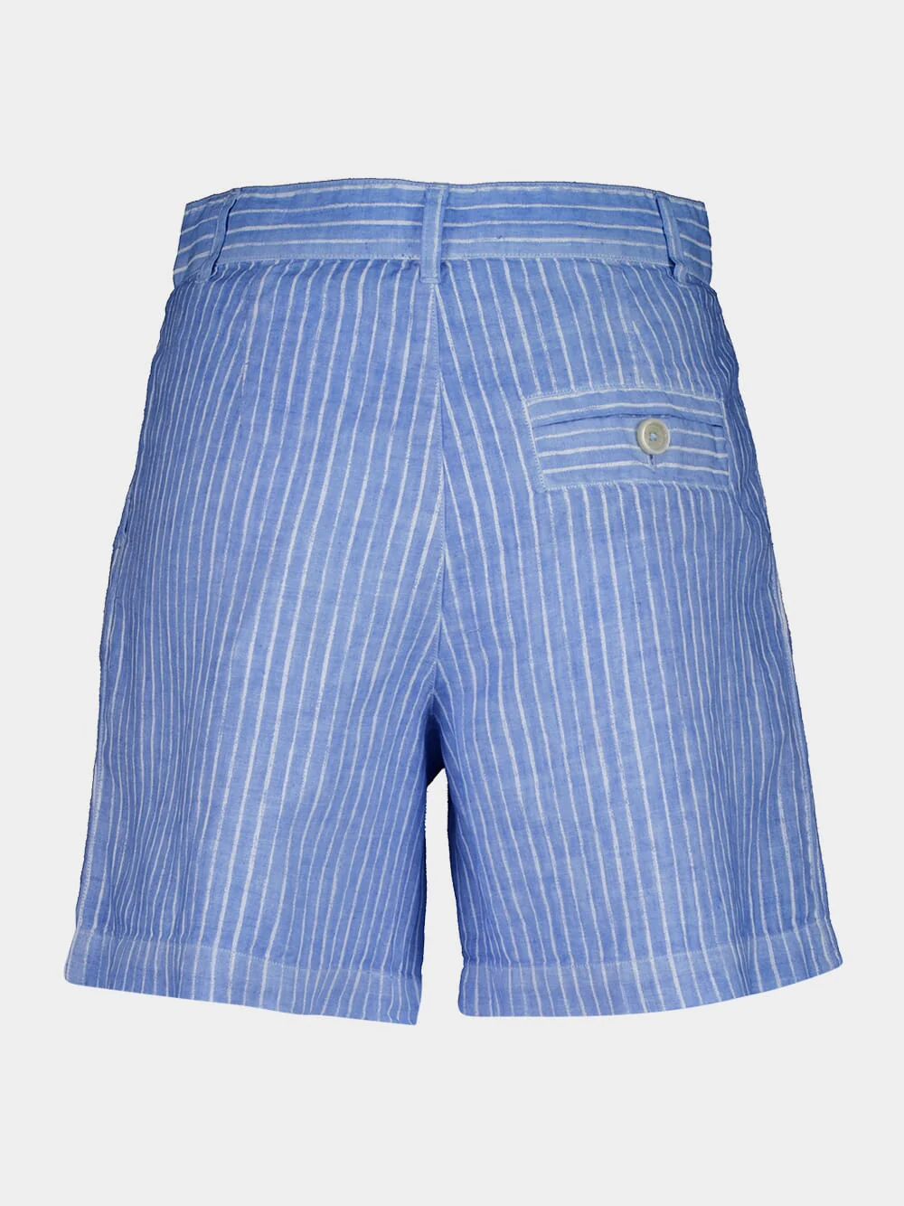 Blue Striped Linen Bermuda Shorts - Image 2