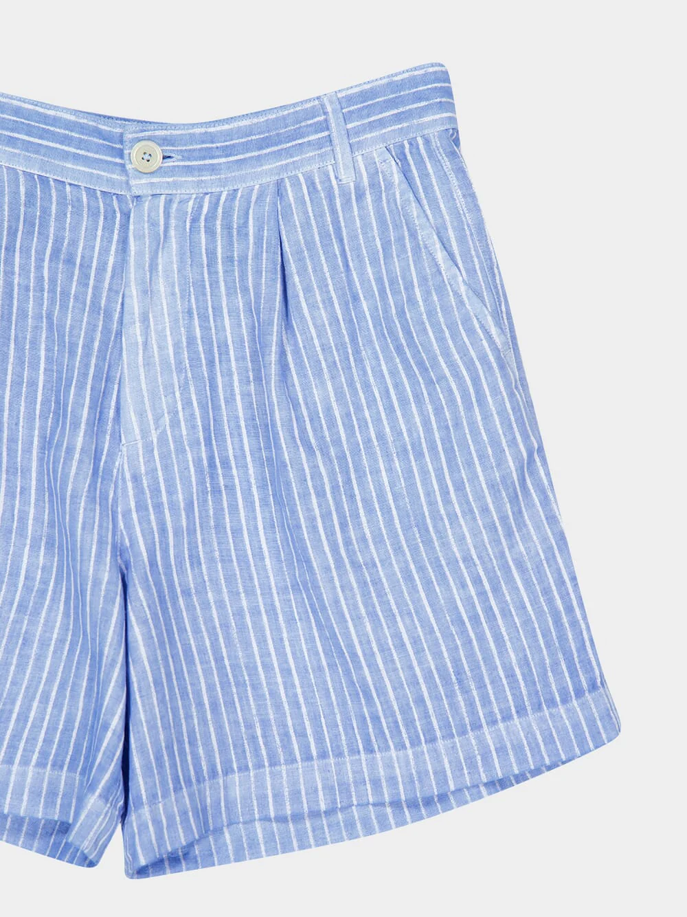 Blue Striped Linen Bermuda Shorts - Image 3