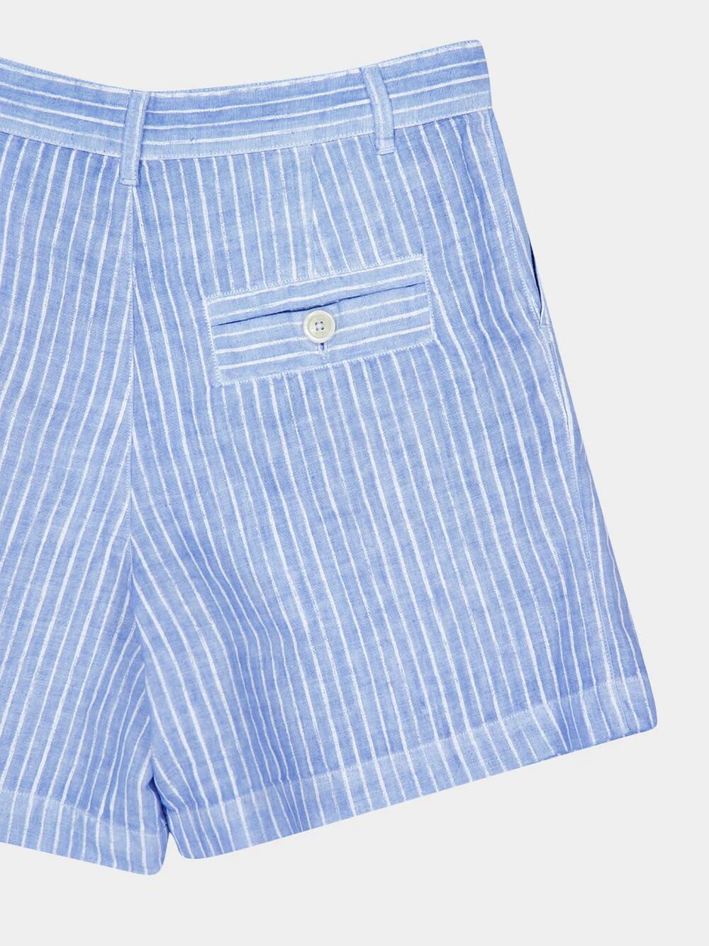 Blue Striped Linen Bermuda Shorts - Image 4