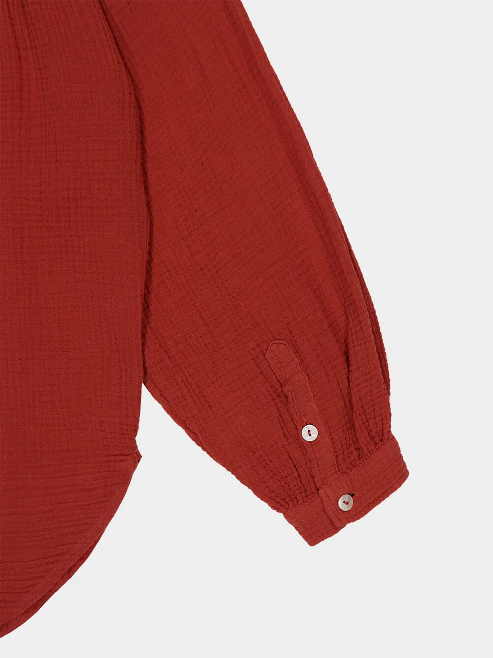 Burnt Red Cotton Long-Sleeved Blouse - Image 4
