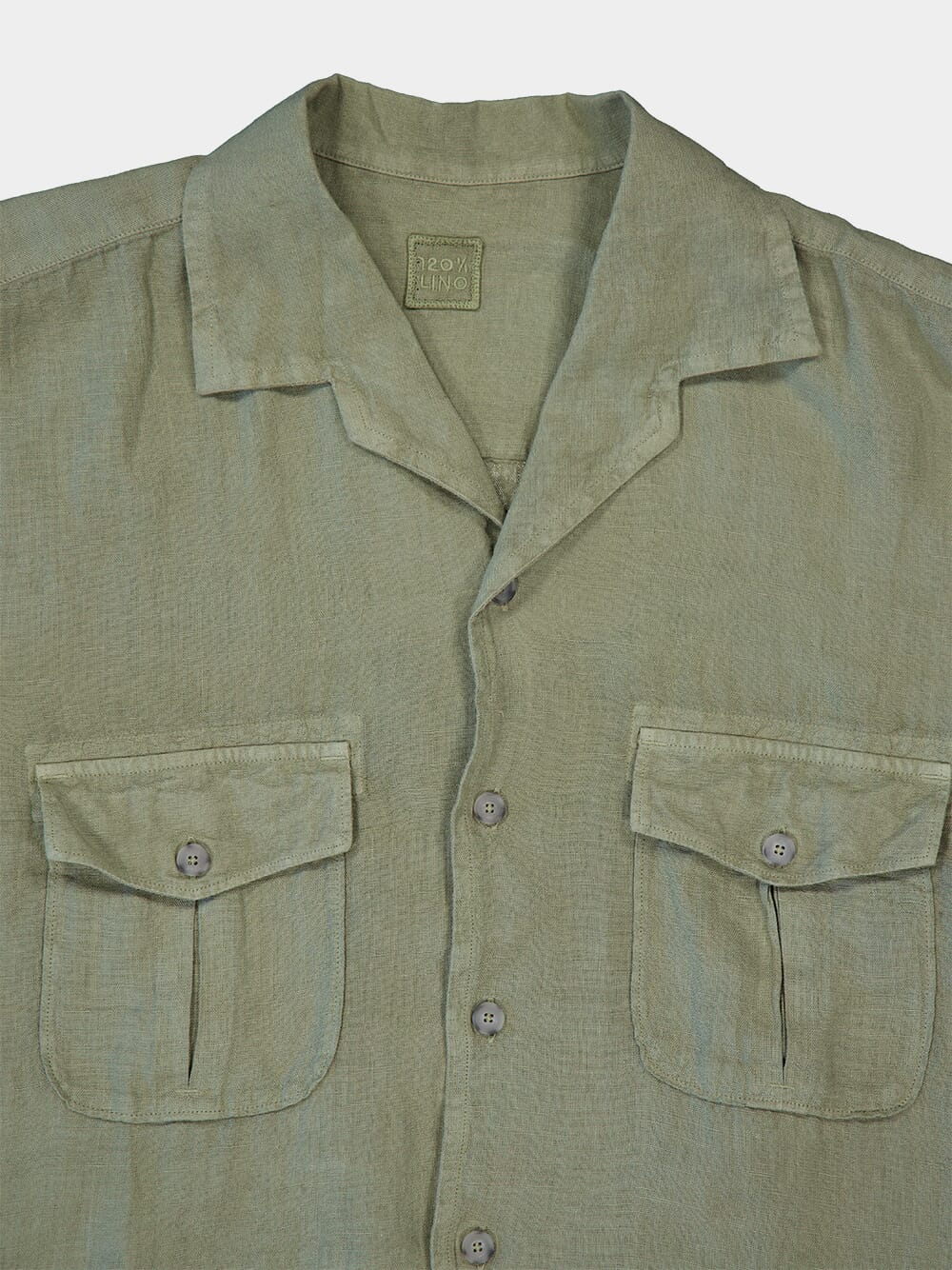 Cactus Green Linen Shirt with Pockets - Image 3