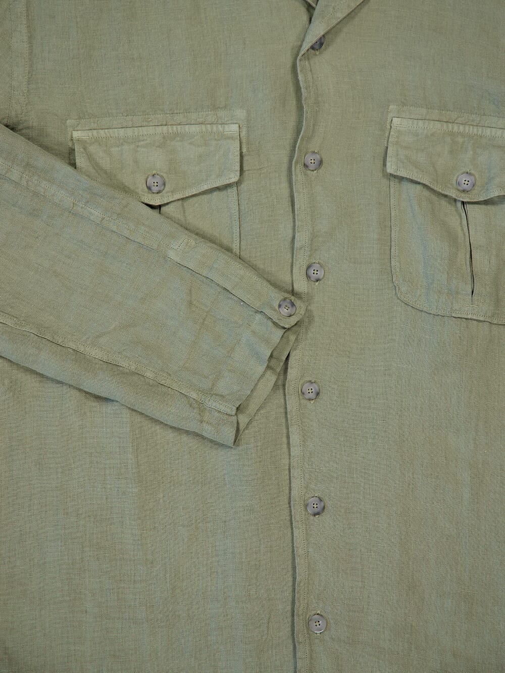 Cactus Green Linen Shirt with Pockets - Image 4