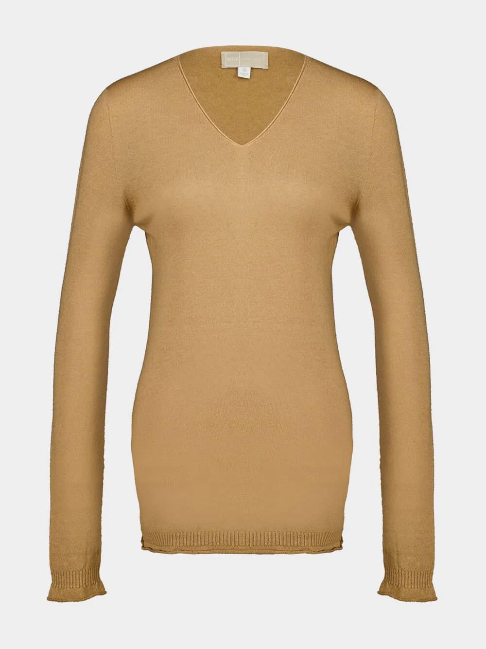 Caramel Beige Cashmere V-Neck Sweater