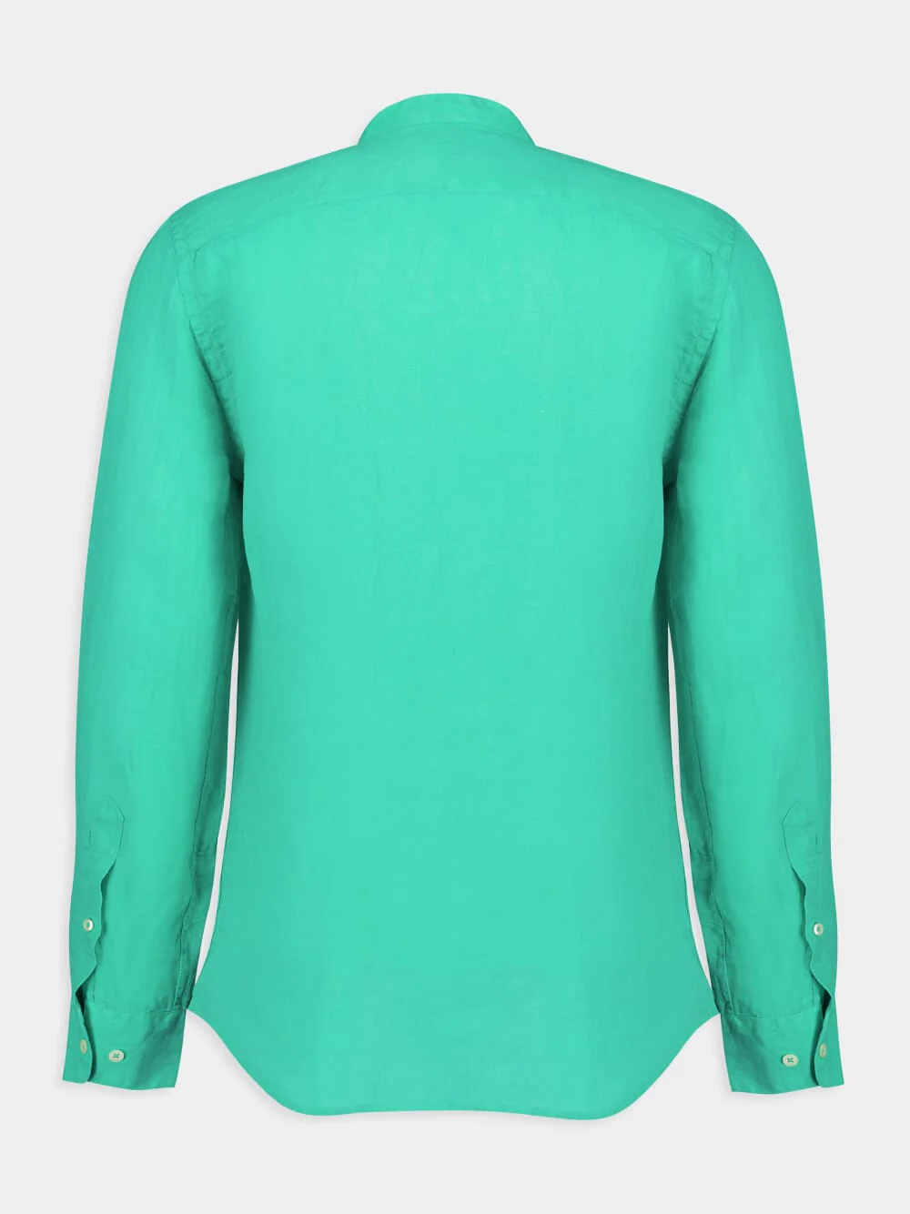 Band-Collar Green Linen Shirt - Image 2