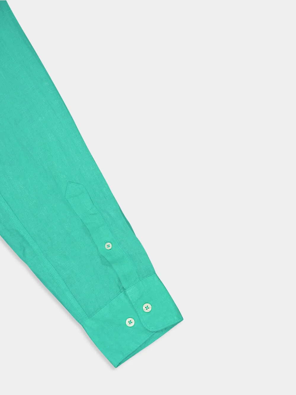 Band-Collar Green Linen Shirt - Image 4