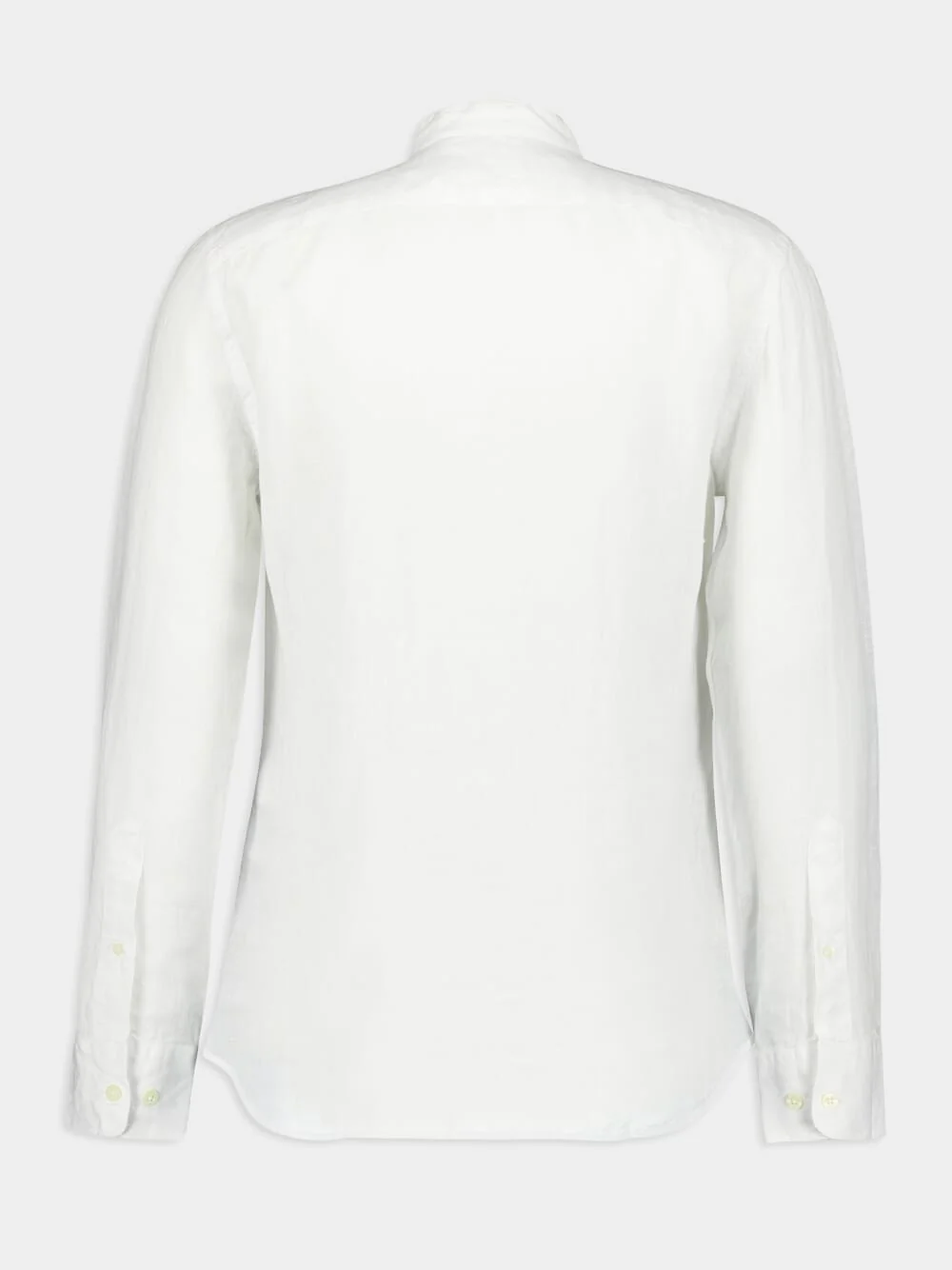 Band-Collar White Linen Shirt - Image 2