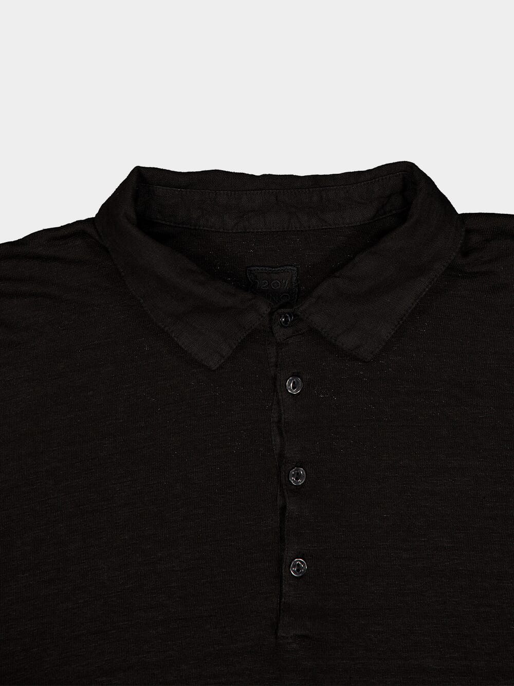 Classic Black Linen Polo - Image 3