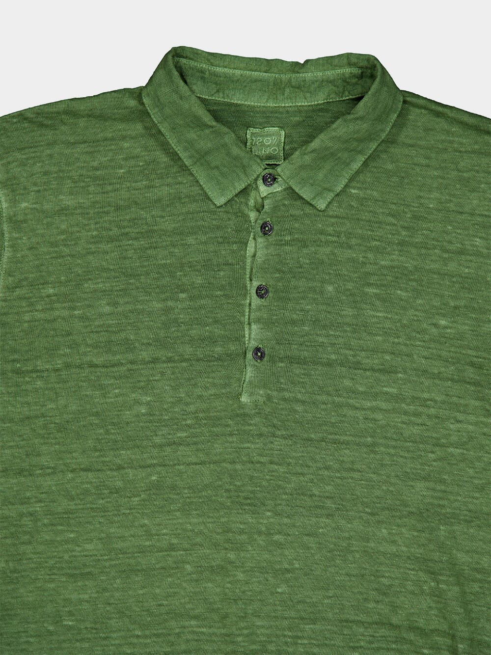 Green Linen Polo Shirt - Image 3