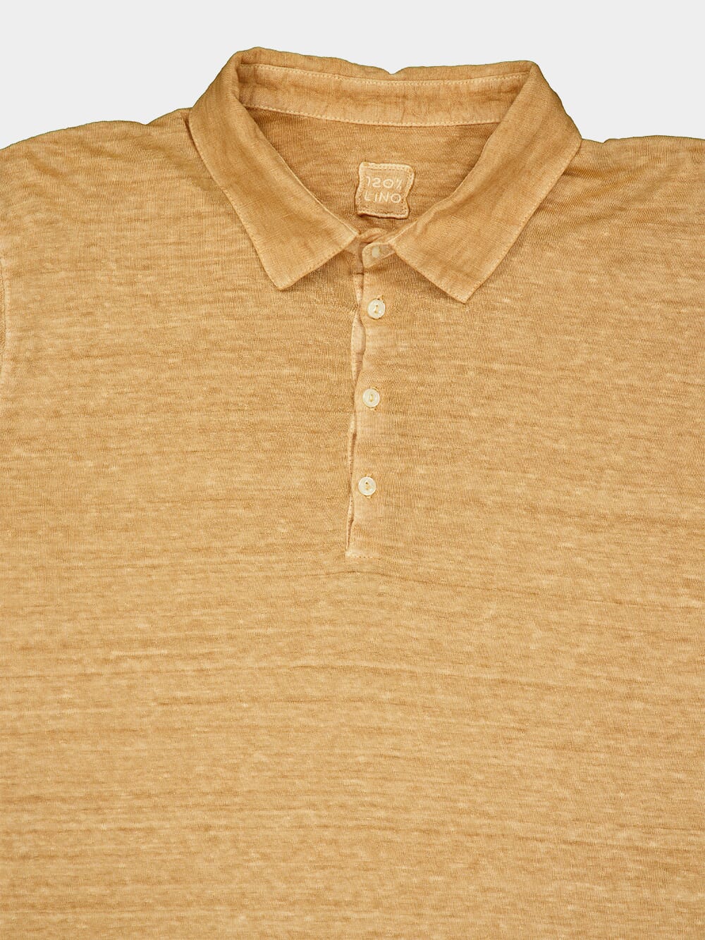 Ochre Linen Polo Shirt - Image 3