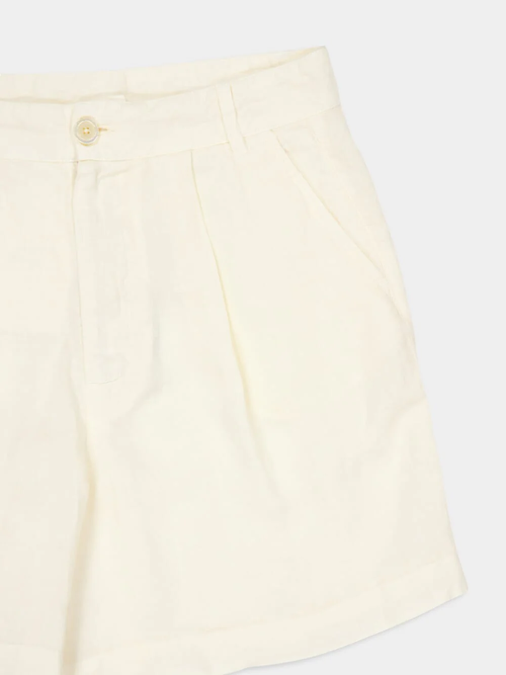 Ecru Casual Fit Linen Shorts - Image 3