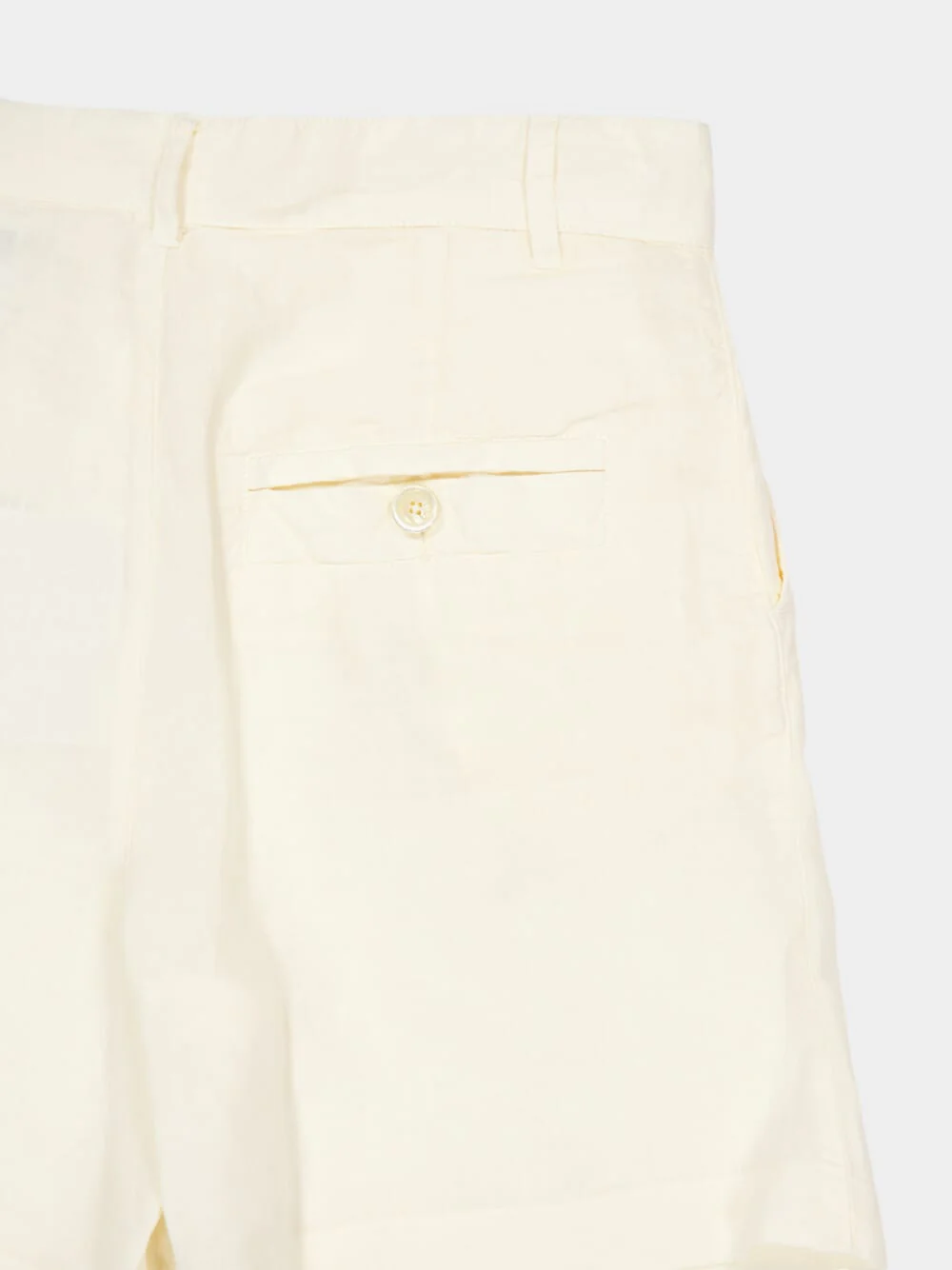 Ecru Casual Fit Linen Shorts - Image 4