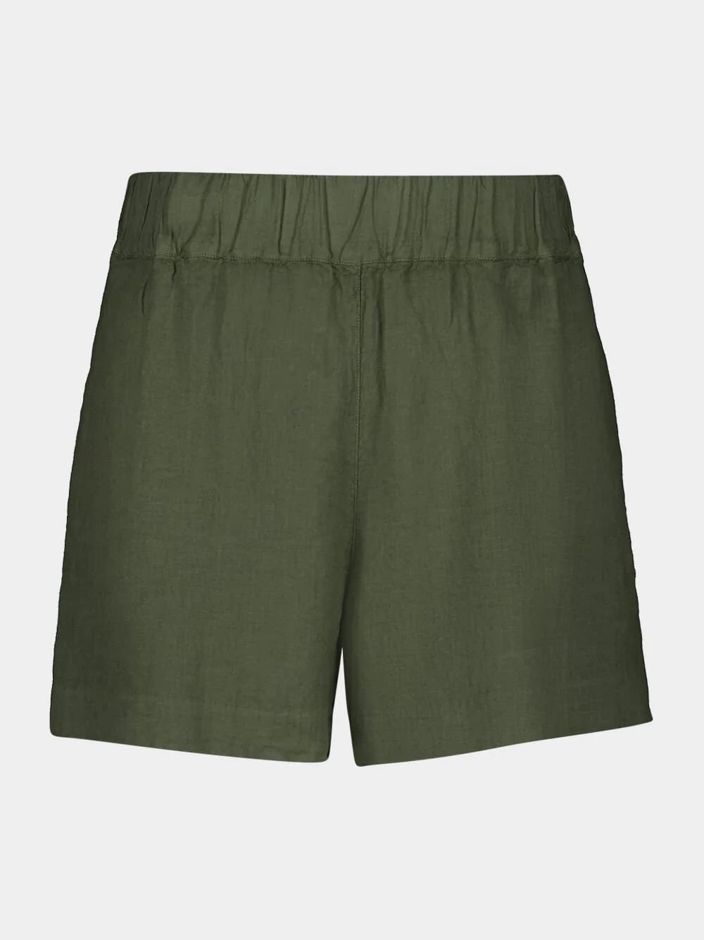 Green Linen Casual Fit Shorts