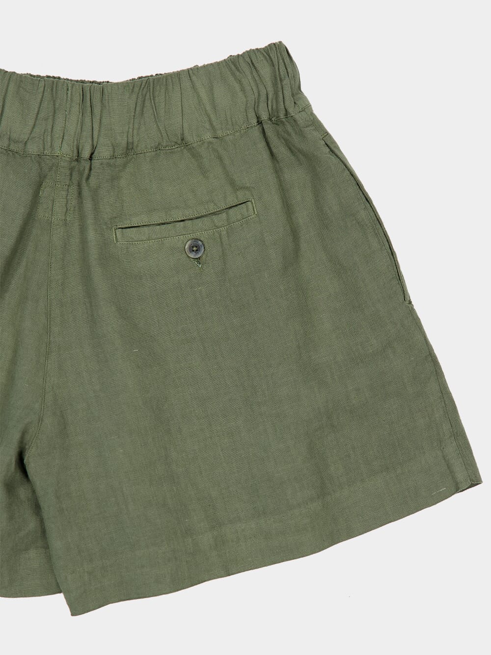 Green Linen Casual Fit Shorts - Image 4