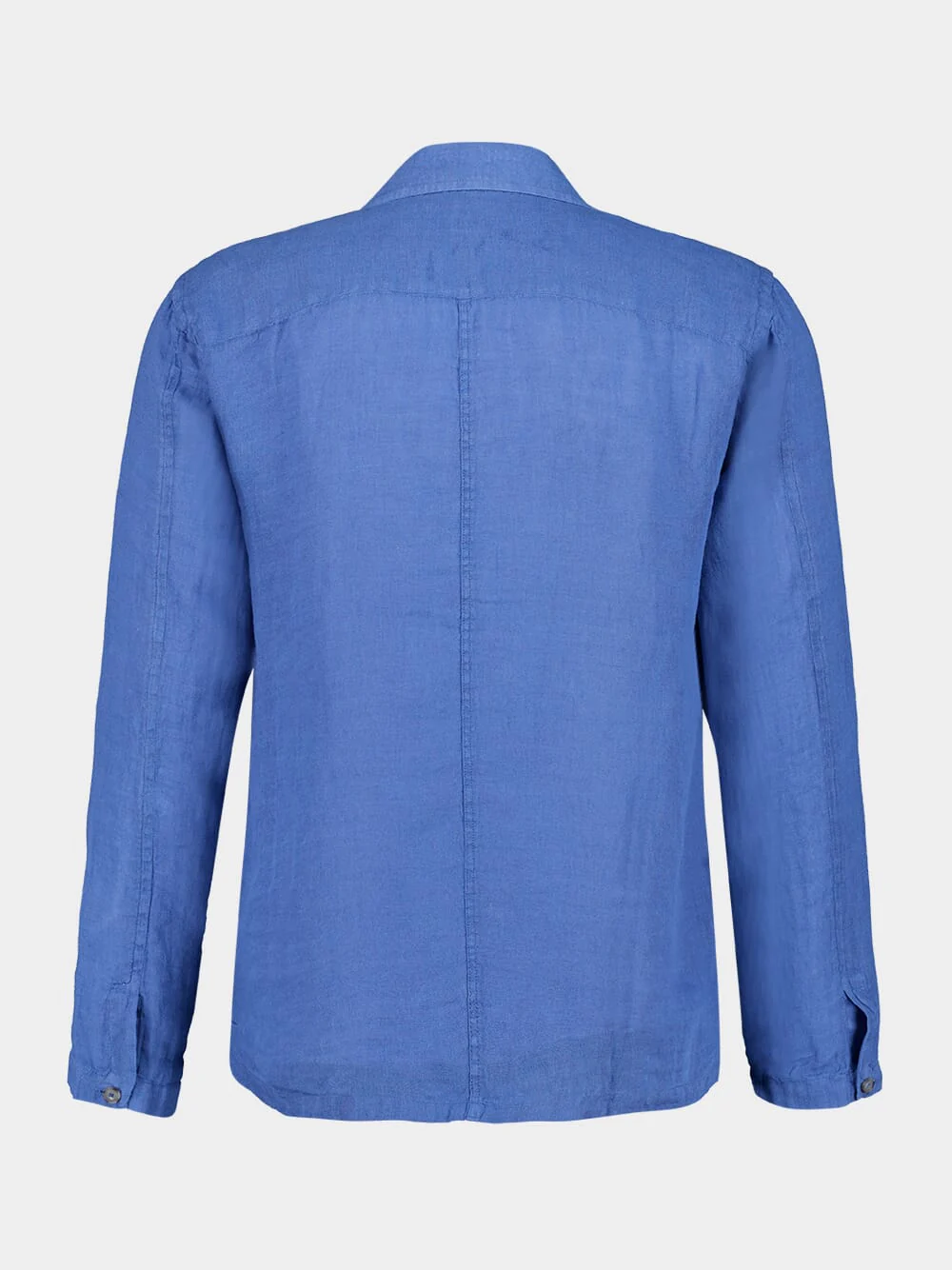 Indigo Long-Sleeve Linen Shirt with Front Pockets - Image 2