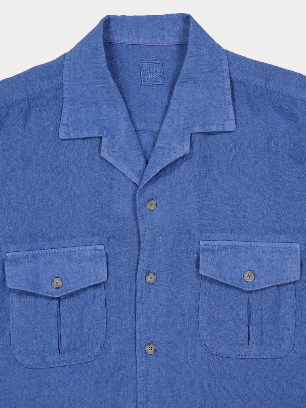 Indigo Long-Sleeve Linen Shirt with Front Pockets - Image 3