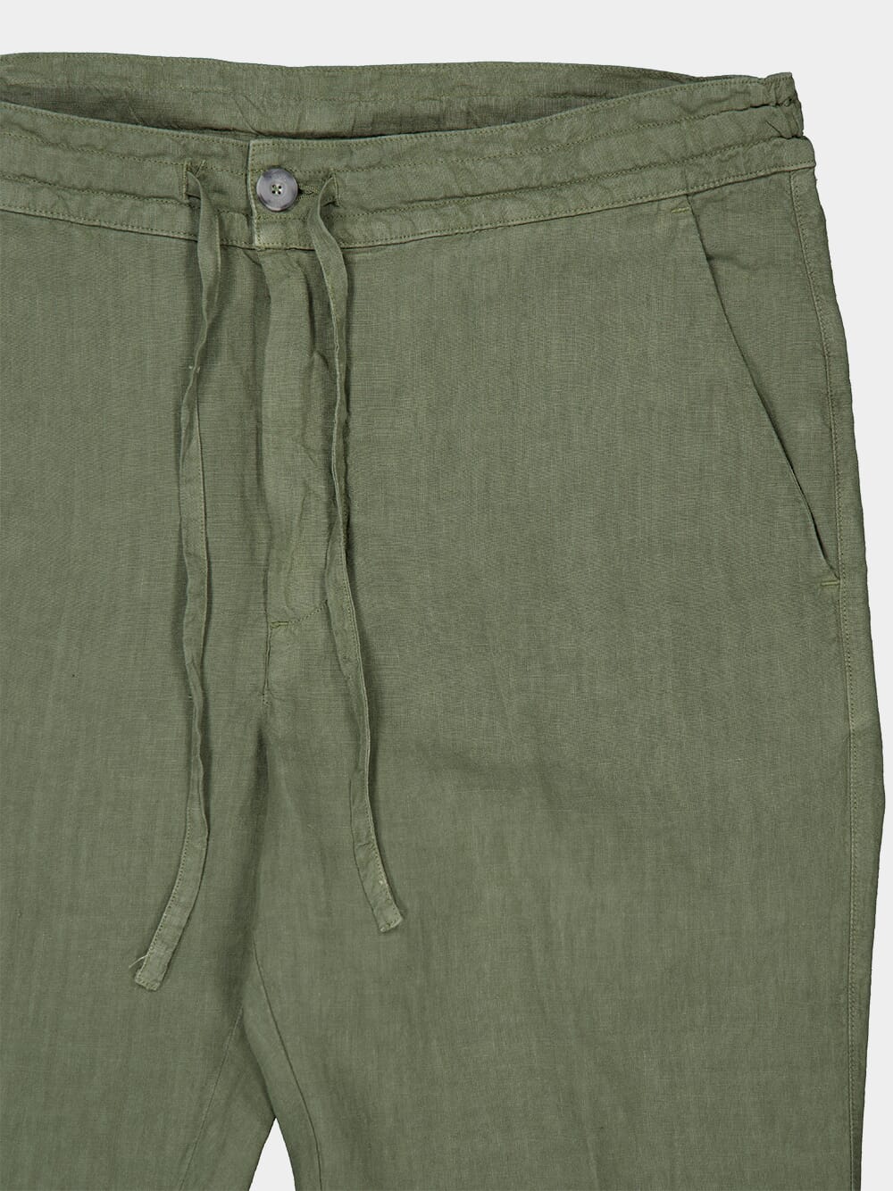 Khaki Drawstring Linen Pants - Image 3