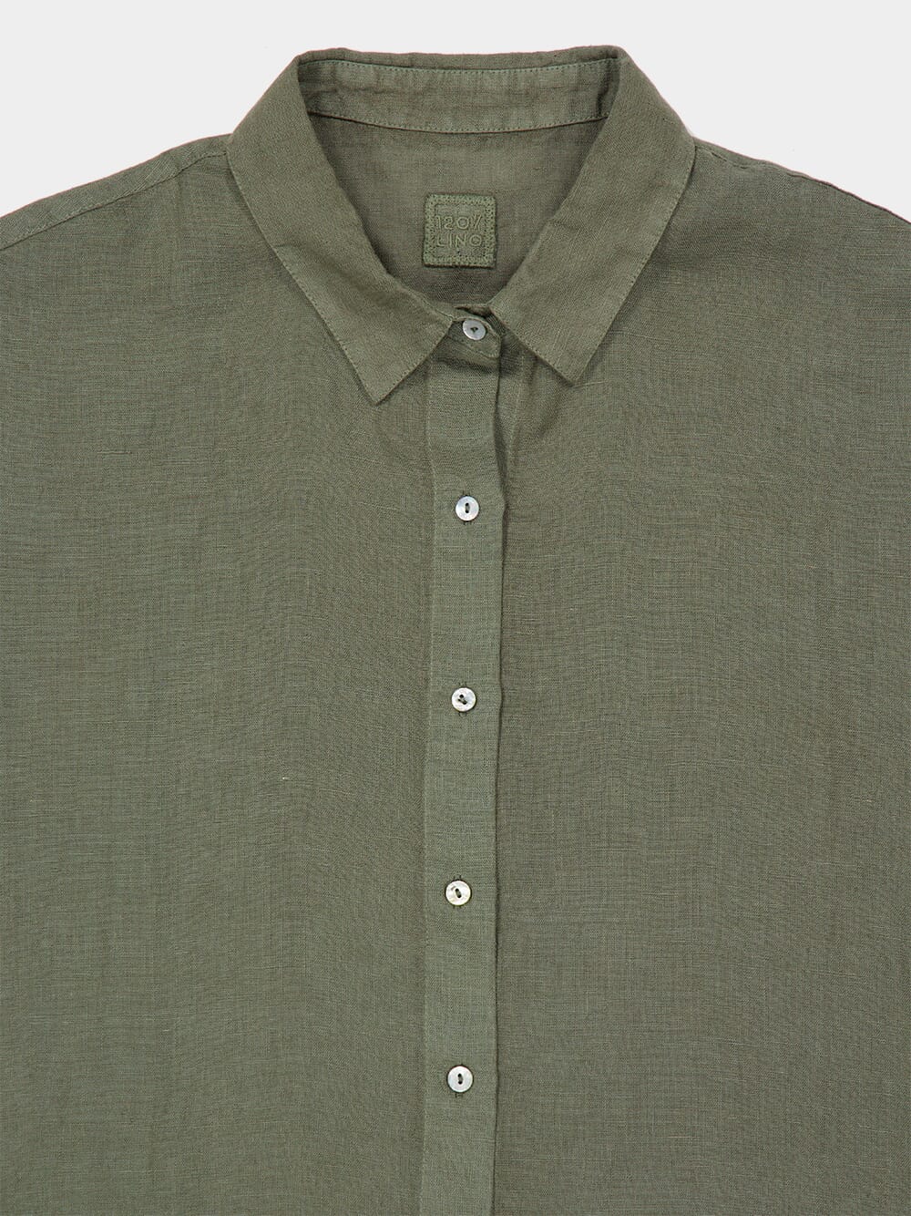 Khaki Linen Short Sleeve Shirt - Image 3