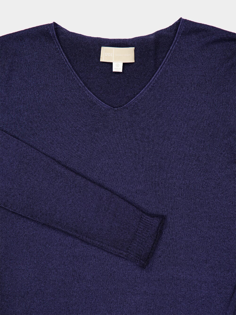 Marine Blue Cashmere V-Neck Sweater - Image 3