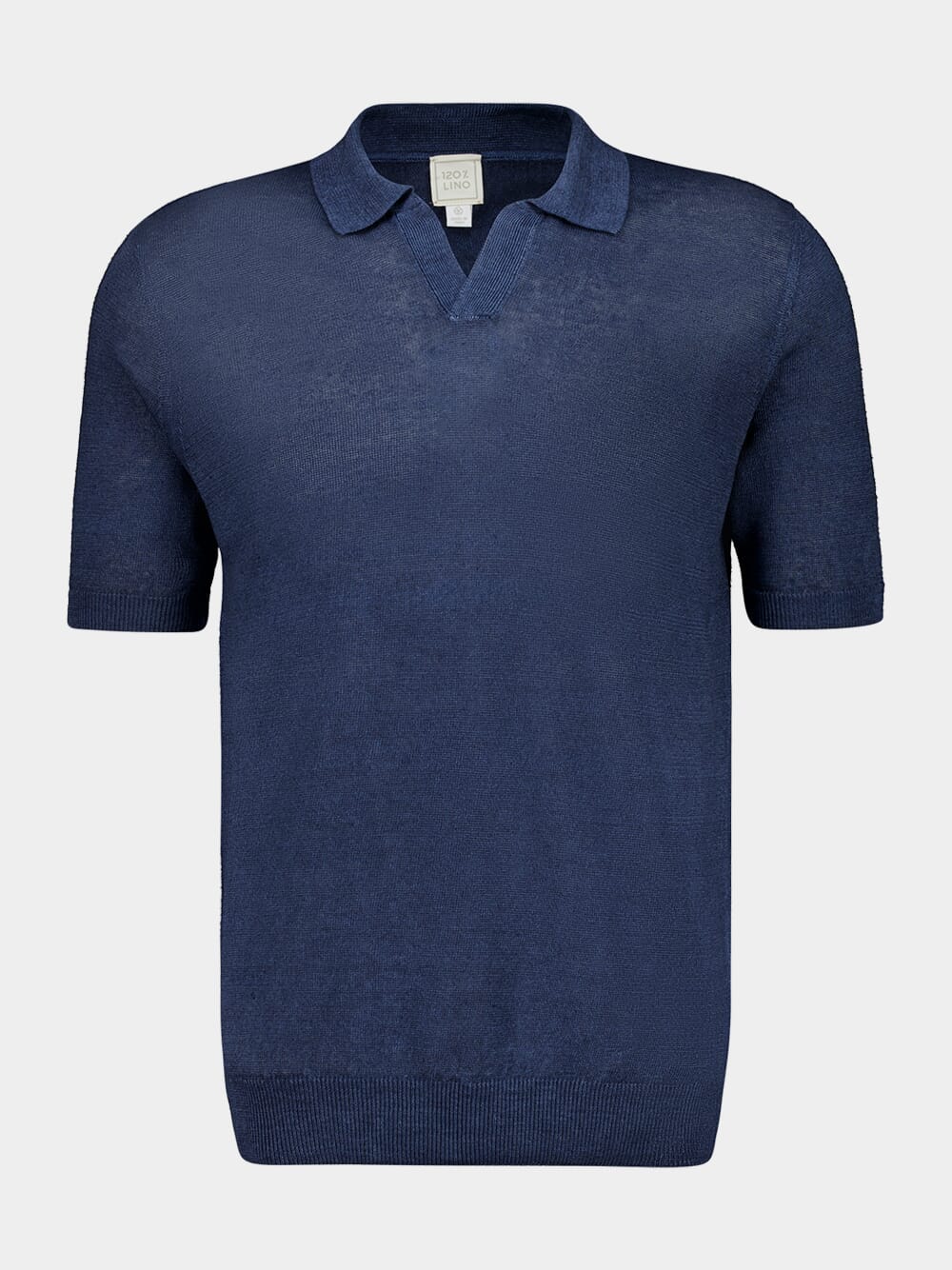 Marine Blue Linen Polo Shirt