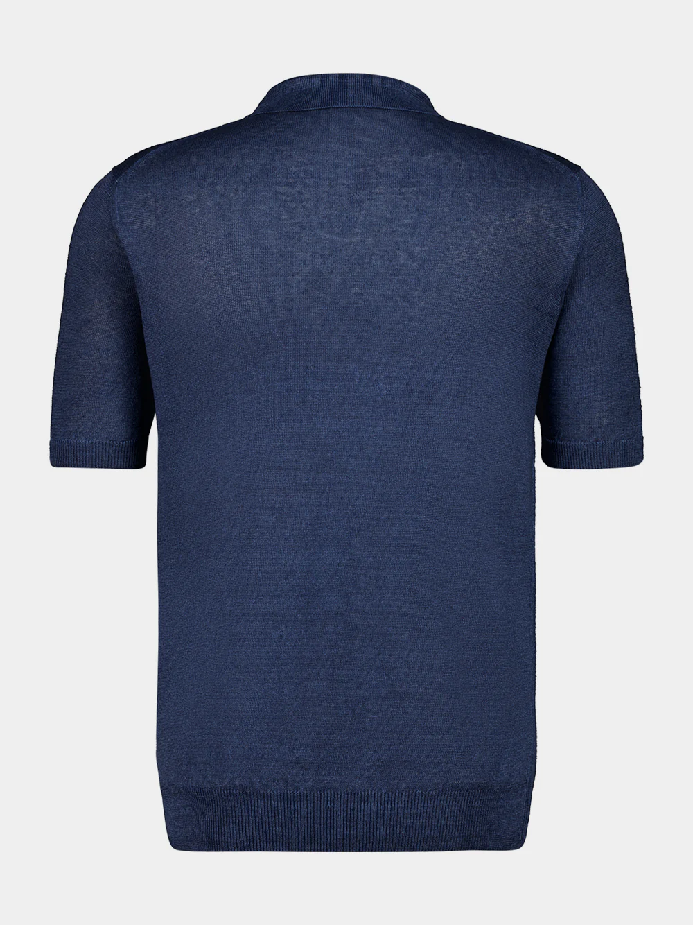 Marine Blue Linen Polo Shirt - Image 2