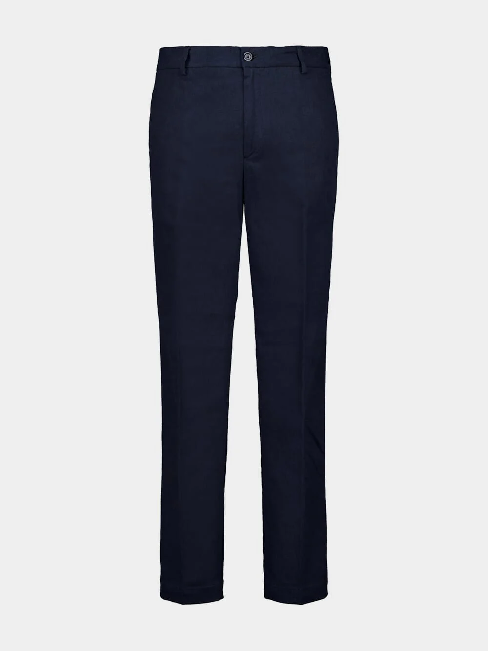Midnight Blue Straight-Fit Cotton Trousers