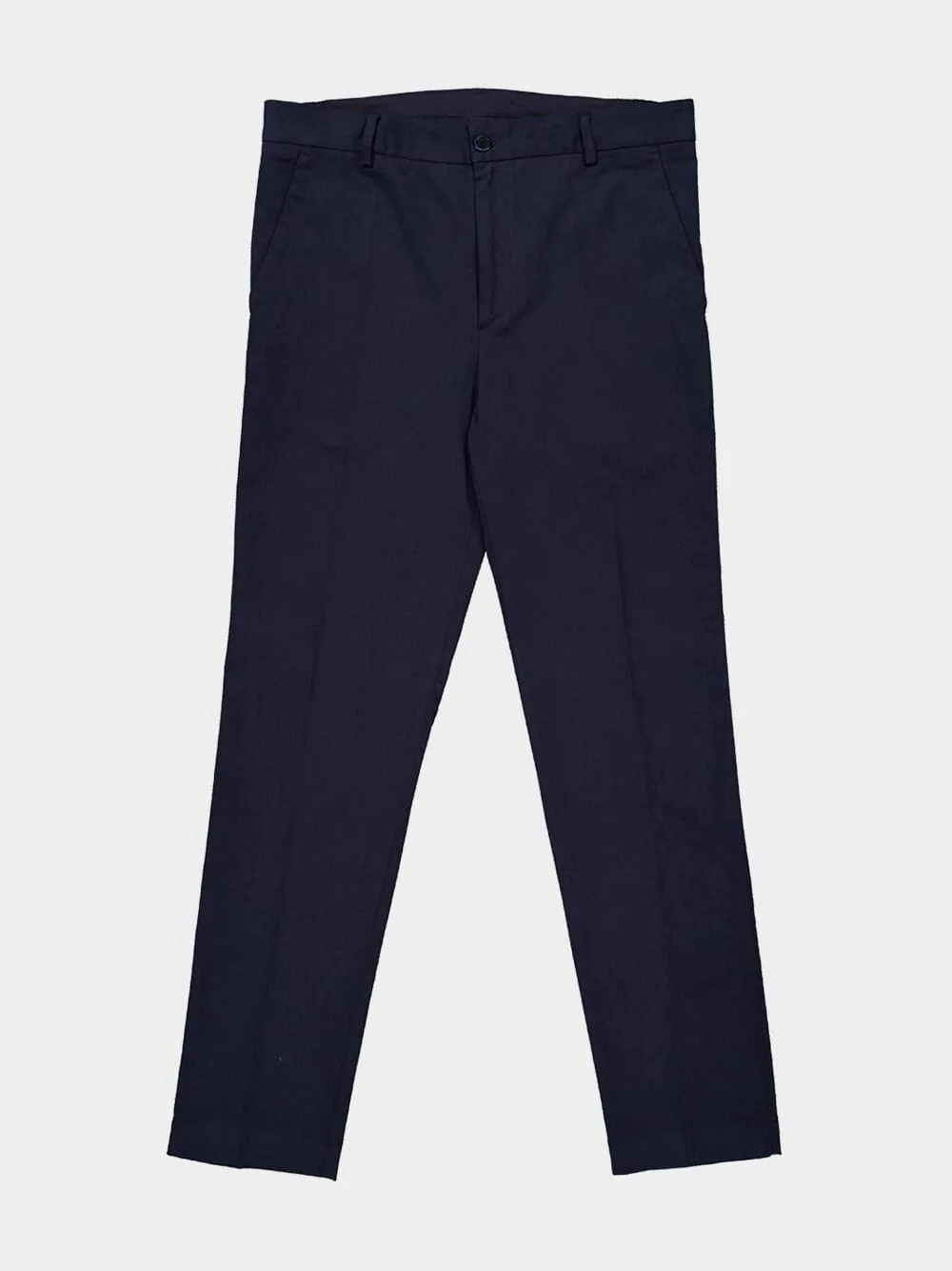 Midnight Blue Straight-Fit Cotton Trousers - Image 5