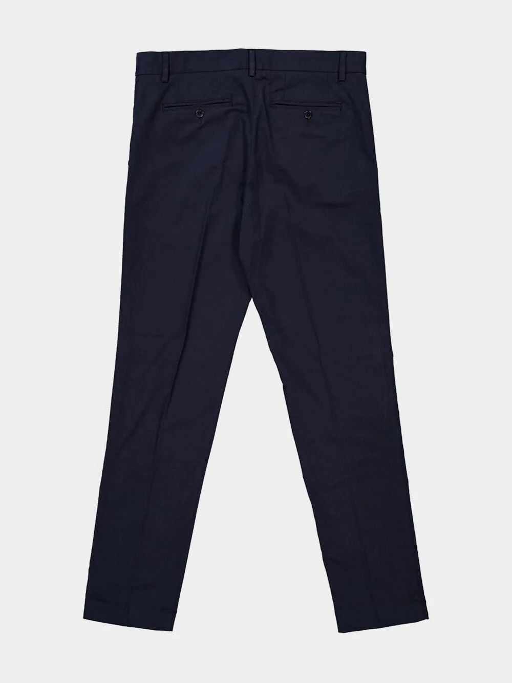 Midnight Blue Straight-Fit Cotton Trousers - Image 6