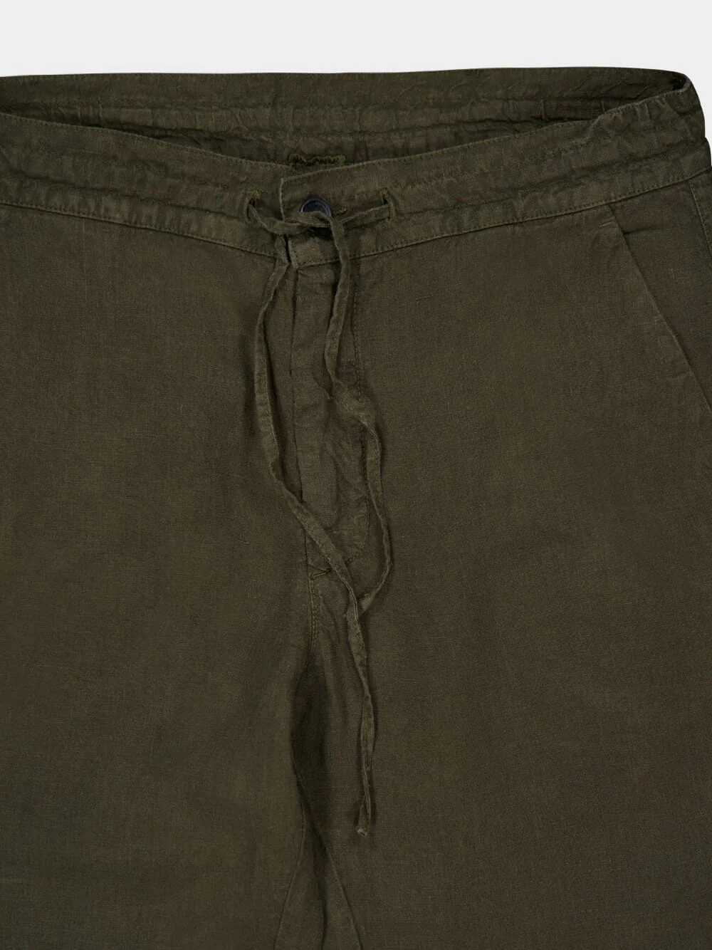 Military Green Linen Drawstring Trousers - Image 3
