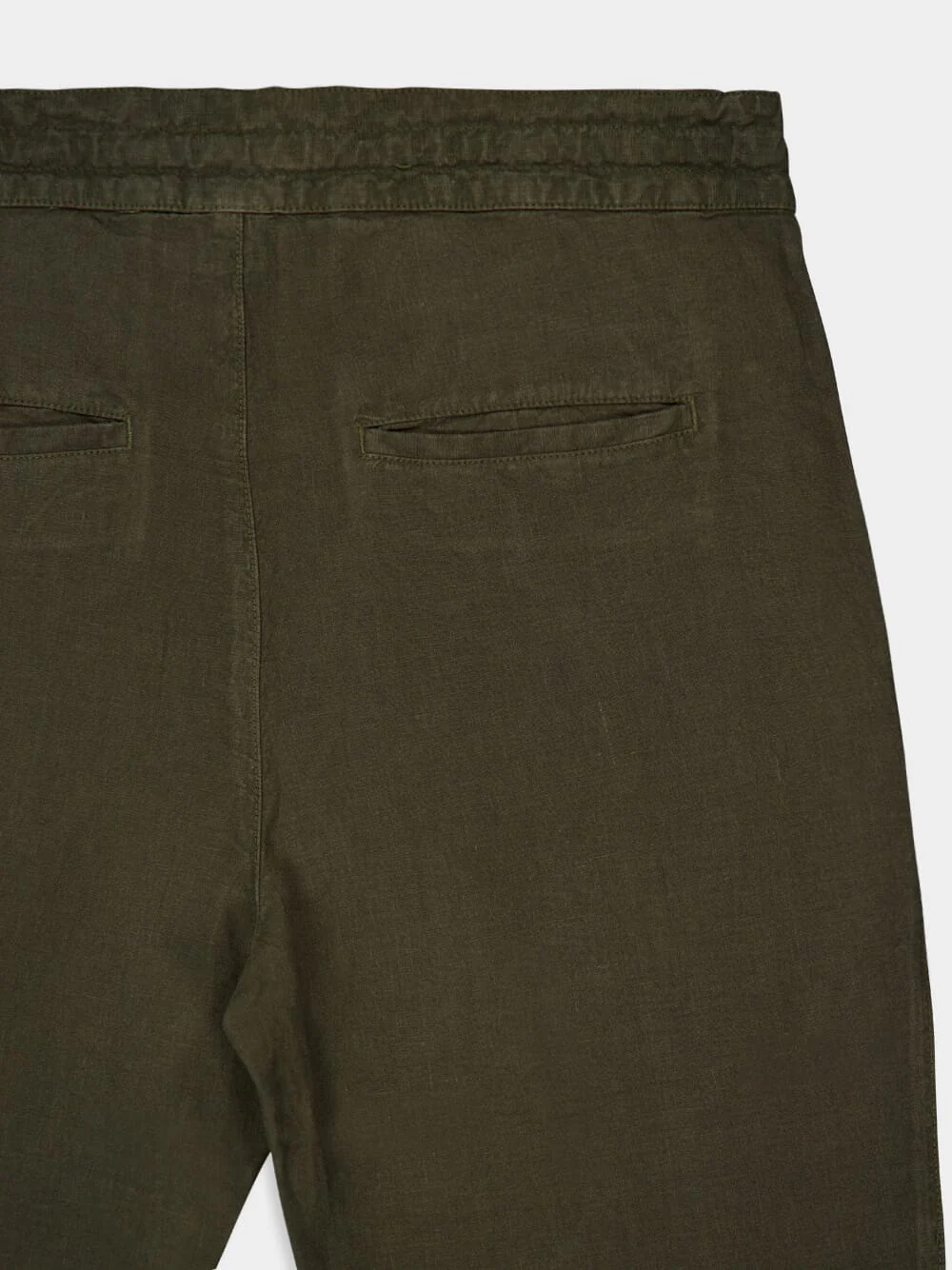 Military Green Linen Drawstring Trousers - Image 4