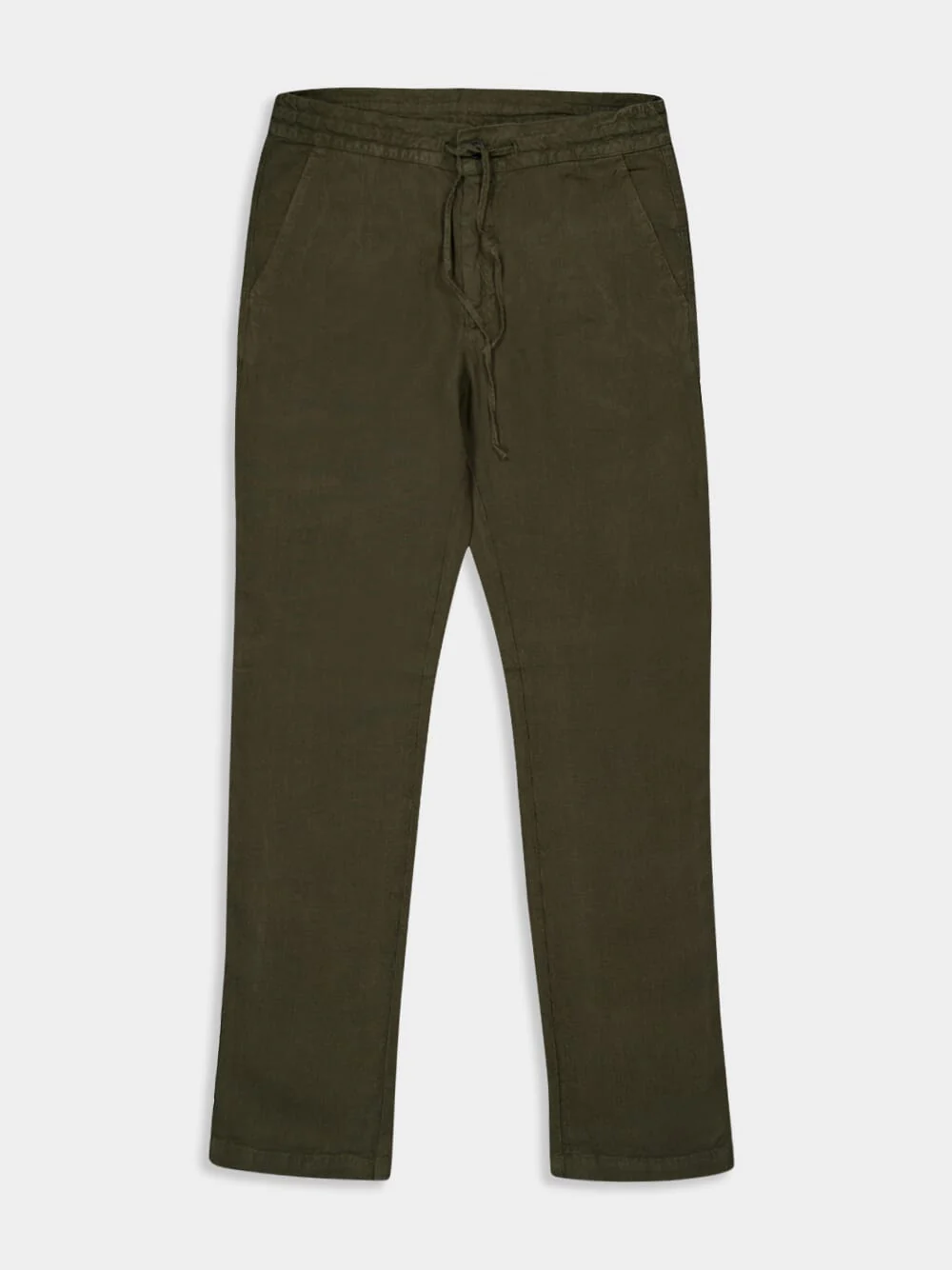 Military Green Linen Drawstring Trousers - Image 5
