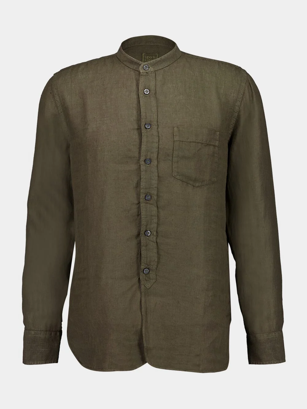 Military Green Slim-Fit Linen Shirt