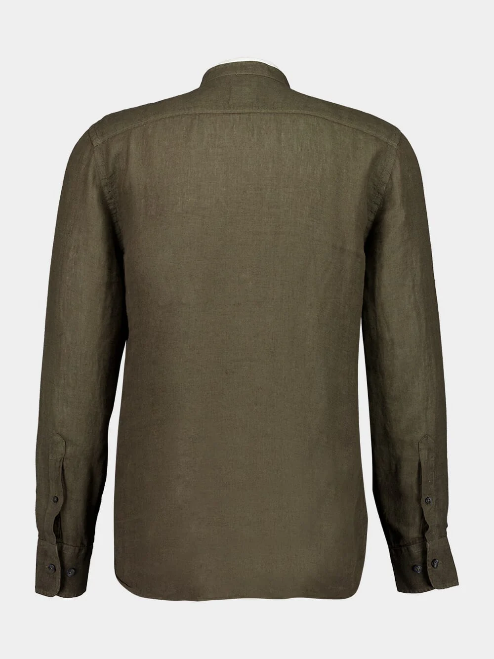 Military Green Slim-Fit Linen Shirt - Image 2