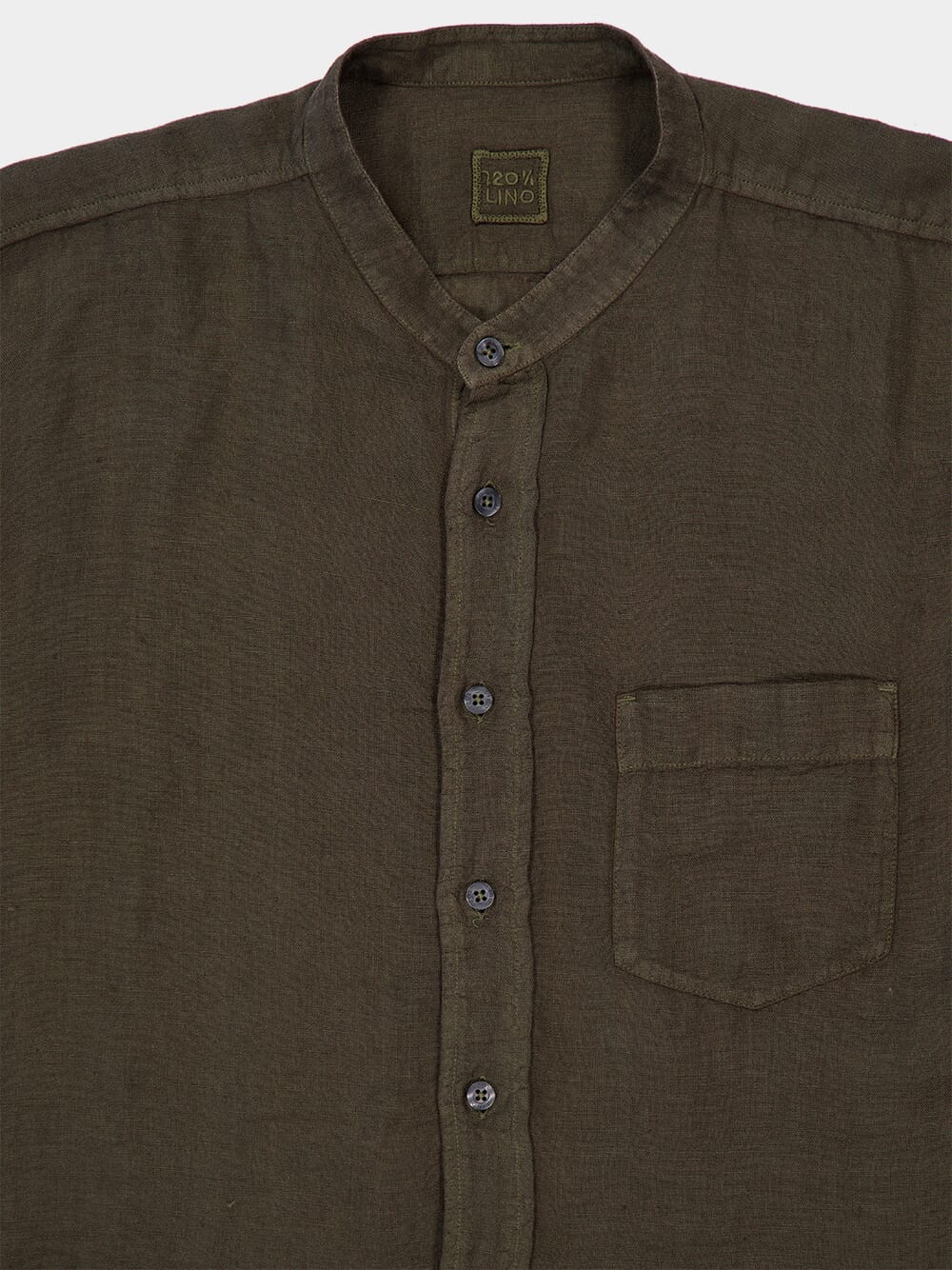 Military Green Slim-Fit Linen Shirt - Image 3