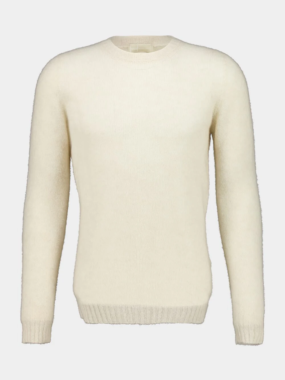 Natural Wool Crew-Neck Knit Sweater